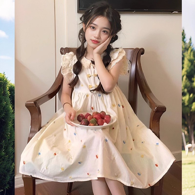 Girls' floral 2024 summer new fashionable and stylish children's women's clothing princess vest dress_voghion.com
