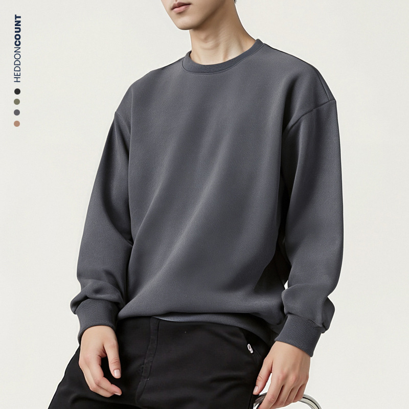 Vintage Washed Oversized Crewneck Sweatshirt - 330GSM Cotton Blend Drop Shoulder Unisex Pullover For Men & Women_voghion.com
