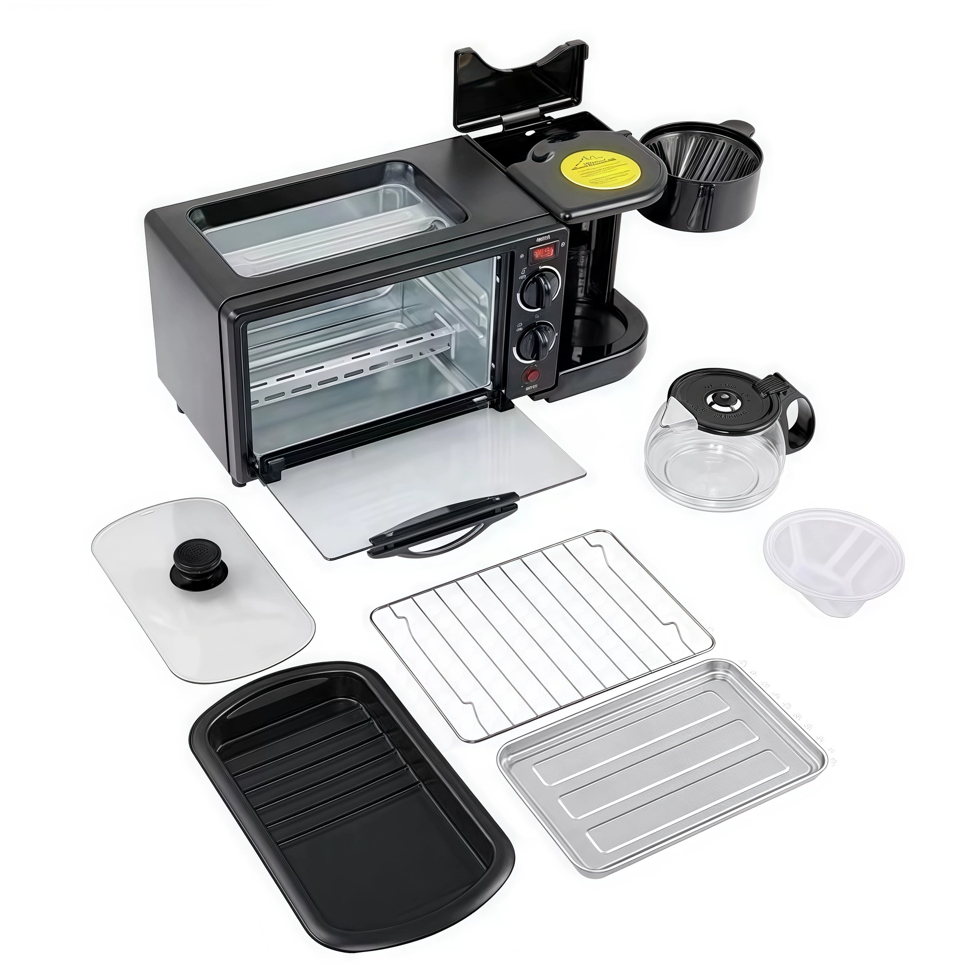 Three-in-one breakfast machine household multifunctional frying steak toasting bread small frying oven Breakfast machine