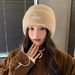 韩系百搭毛绒帽子女冬季时尚显脸小针织包头帽户外休闲防寒保暖帽