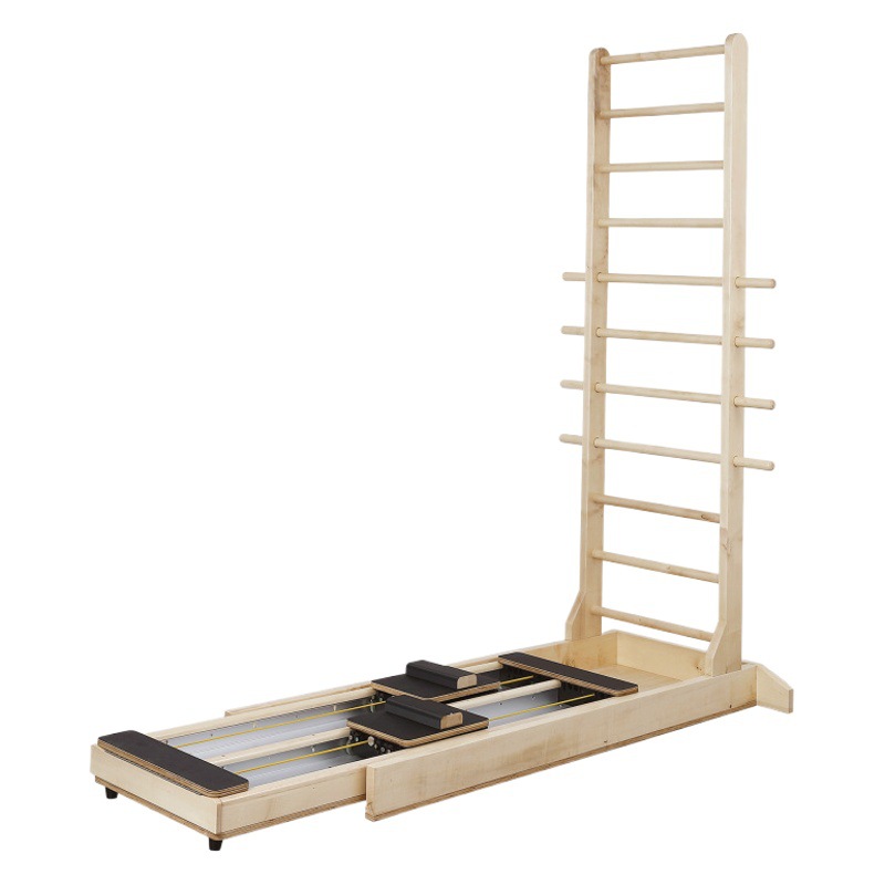 Cama de Pilates para Ejercicios de Core, Fabricada en Aleación de Aluminio, Cama Plegable de Pilates para Yoga en Casa, de Madera de Roble y Arce, con Almacenamiento