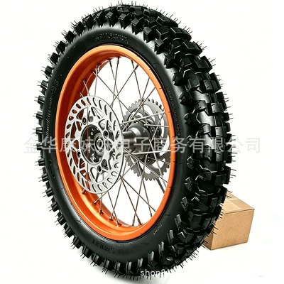 Motorcycle wheel hub wheel assembly 90/100-14 with - orange-90100-14-bearing-hole-distance-15mm
