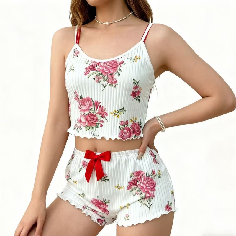 High-Quality Home Wear Fabric, Comfortable 2026 Summer Camisole-Style Shorts, Casual and Wearable Outside, Women's Pajama Set