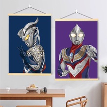 赛罗迪迦奥特曼日本动漫木质卷轴挂画儿童房游戏厅装饰电表箱遮挡