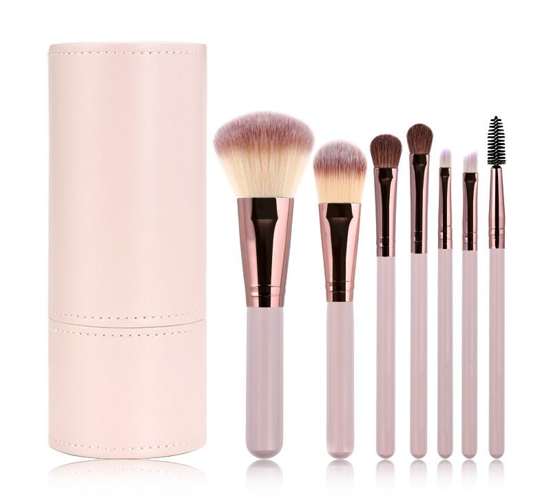Set de brochas de maquillaje - 7 piezas de pelo de caballo, para rostro y ojos