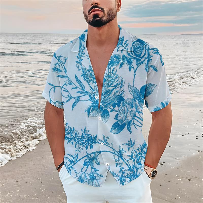 mens-shirt-3d-digital-printed-short-sleeve-flower-leaf-printed-shirt-lapel-mens-shirt