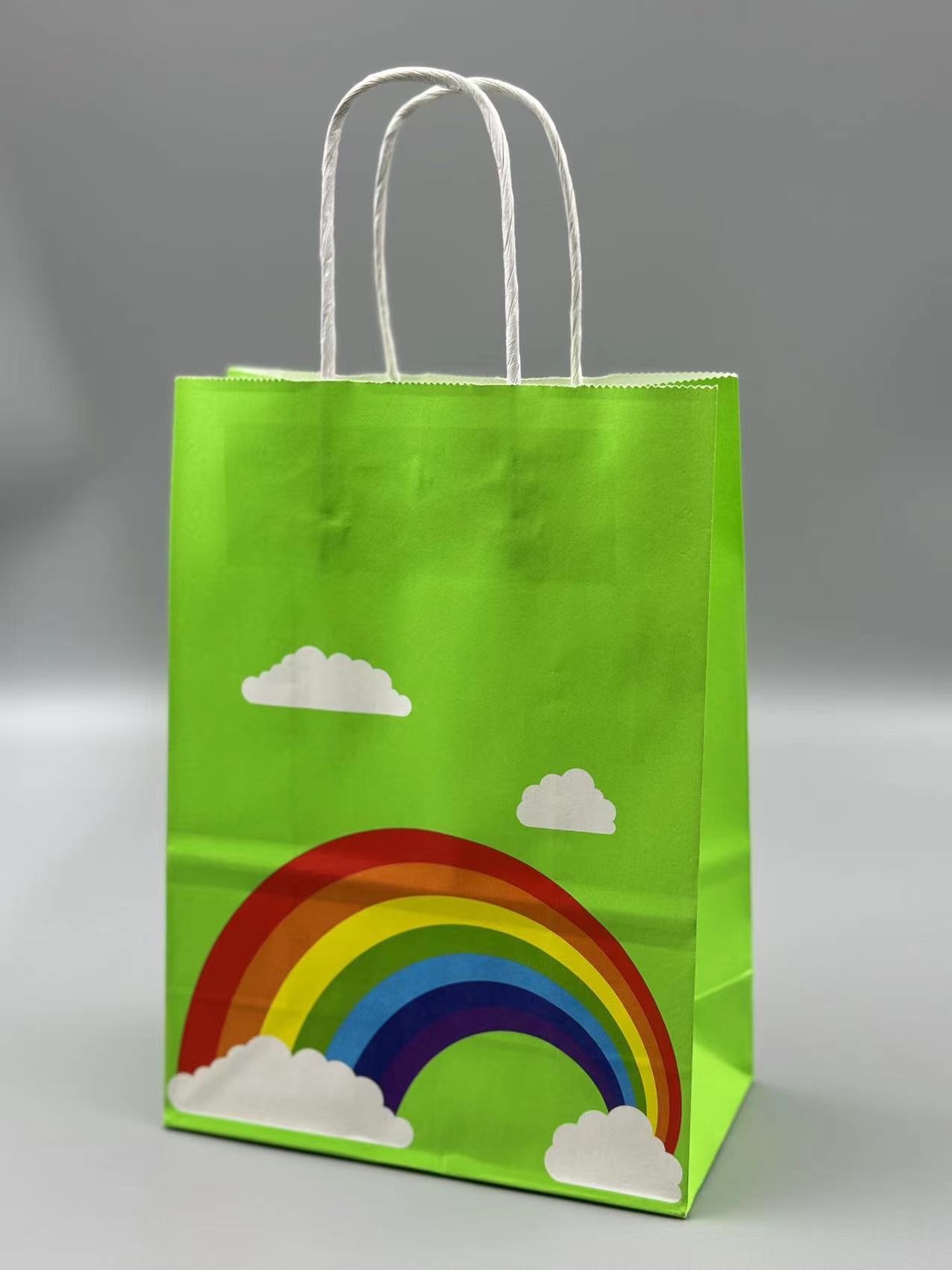 Transfronterizo Nuevo Arco Iris bolsa de embalaje de papel Kraft tuerca snack regalo embalaje bolsa de papel leche té ropa regalo portátil