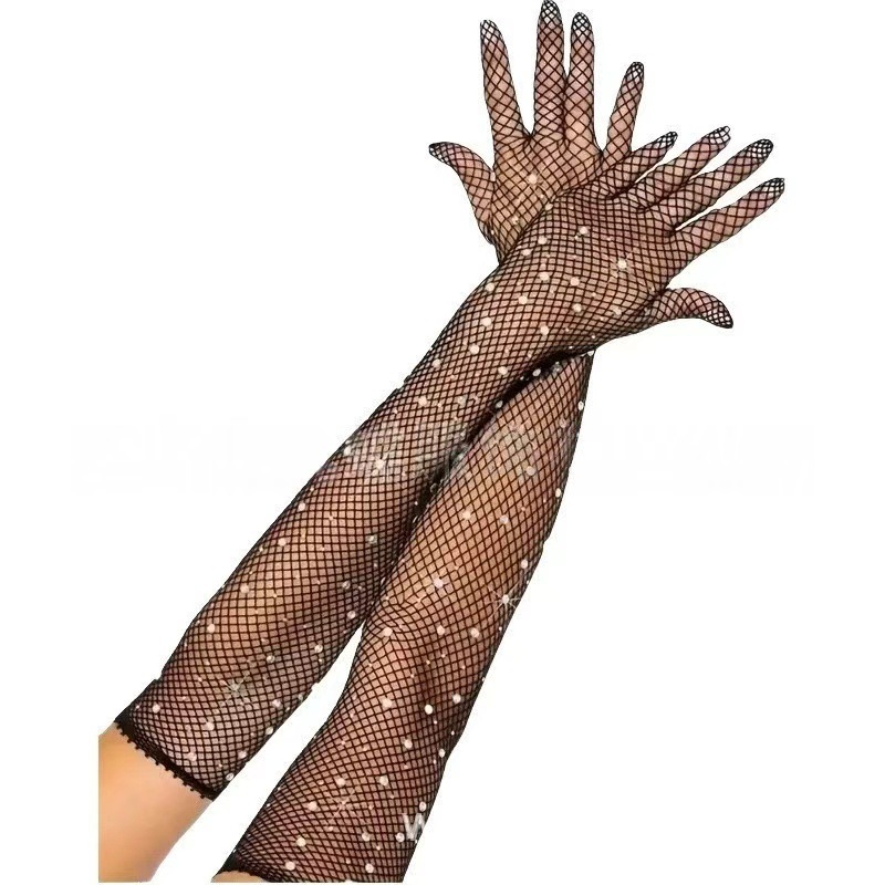 Bency ropa interior europea y americana guantes de diamantes retrógrados malla negro elástico diamantes coloridos accesorios sexuales en stock image 6