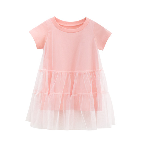 Baby dress summer clothing wholesale 2024 children's clothing new Korean style girls princess dress short-sleeved gauze dress one piece drop shipping