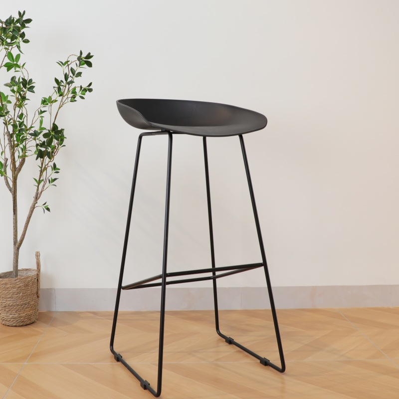 Silla de Bar nórdica moderna silla de Bar de plástico minimalista pierna reforzada ocio barra clara recepción Cafe silla alta