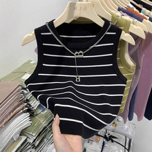 外搭防走光条纹针织小吊带背心女装夏季宽肩带内搭打底衫修身上衣