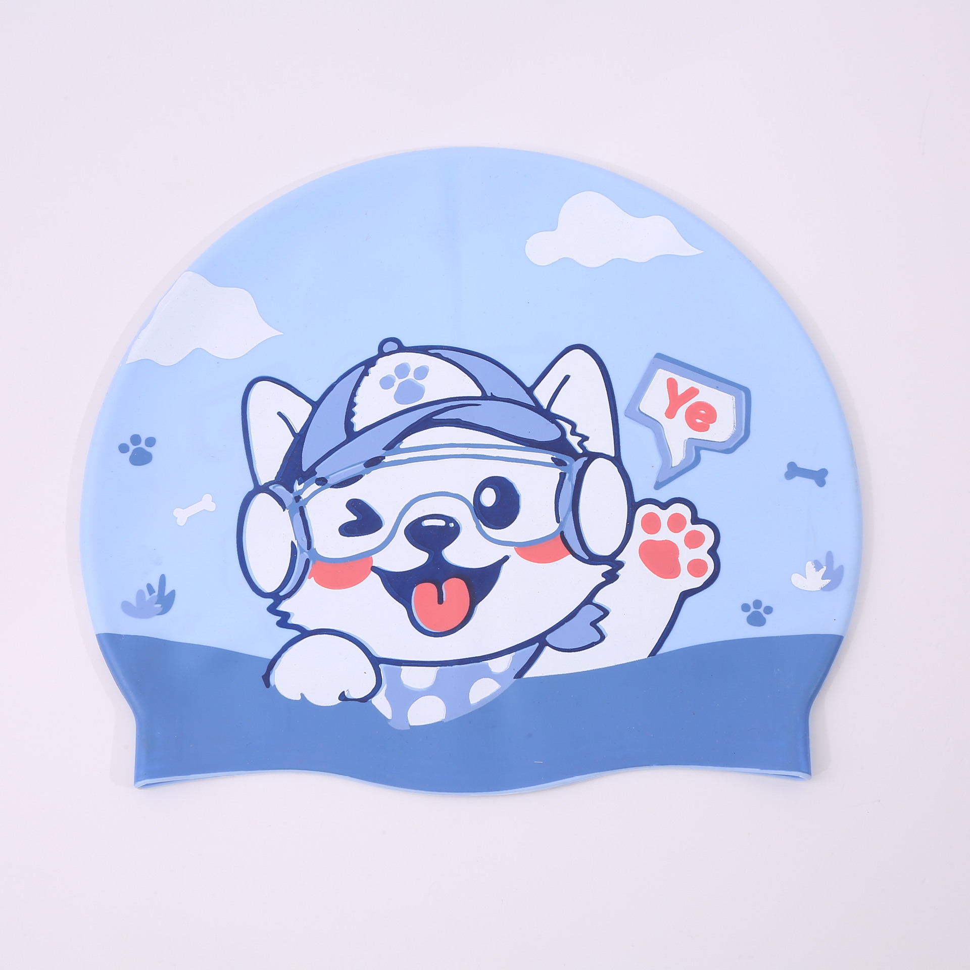 Gorro de baño de dibujos animados de silicona para niños, cabello largo para niñas, protección para los oídos impermeable, sin estrangulamiento, lindo gorro de natación, equipo de natación