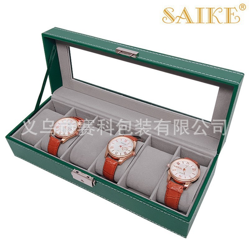 [轻奢版]皮革6位手表收纳收藏盒6只装手表首饰腕表收藏陈列PU表盒