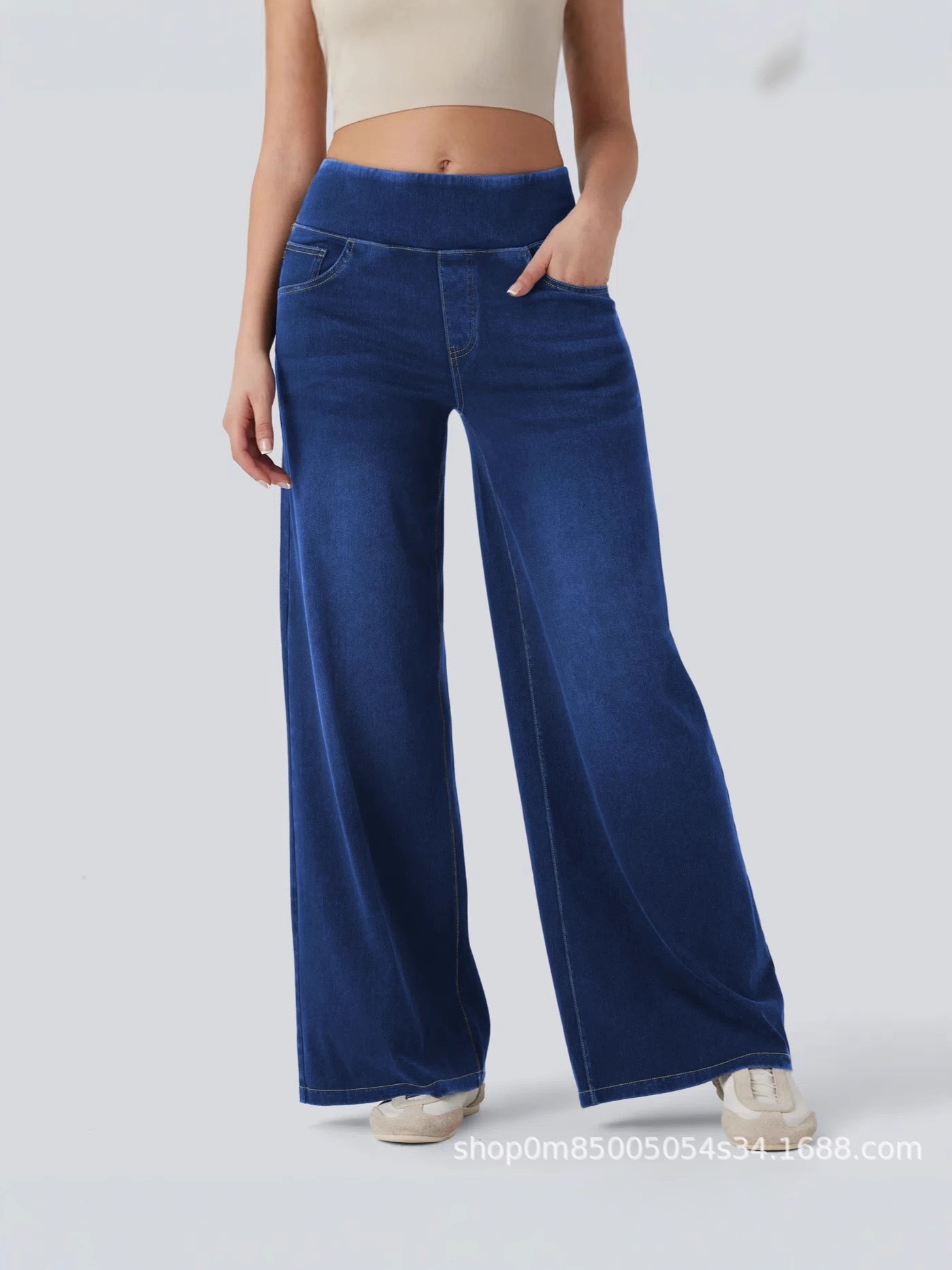 Jeans de Mujer de Pierna Ancha en Denim de Algodón, Corte Relajado image 8