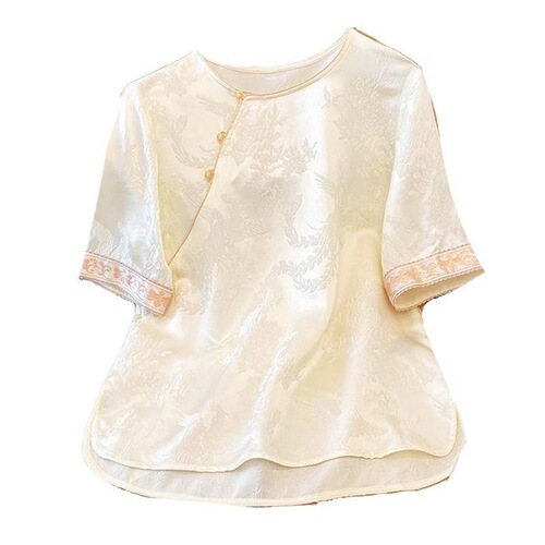 Spring, new Chinese style, solid color base shirt, fashionable and all-matching women's short-sleeved 2026 inner top, fashionable temperament
