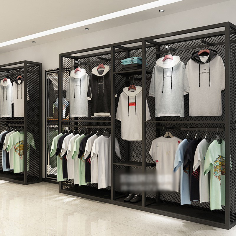 Deportes al aire libre tienda de ropa soporte de exhibición piso hombres estante vitrina centro comercial de gama alta ropa casual estante