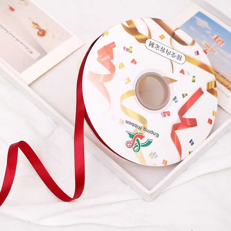 1cm de poliéster de doble cara cinta de color puro decoración de pastel caja de regalo embalaje floral cinta horneado cinta de decoración