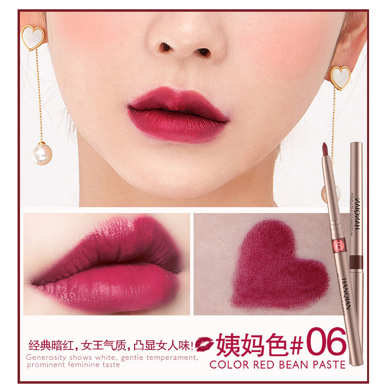 Han Qian 自動回転リップペンシル防水長期的な非退色リップライナー初心者化粧品リップベース口紅|undefined