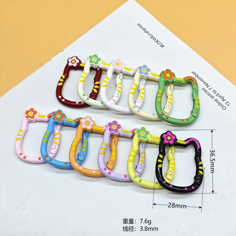 スプリングリングキャンディーカラースプリングバックルアクセサリーカラフルな愛ペイントブックリングカードリングキーホルダーオープン diy ジュエリー|undefined