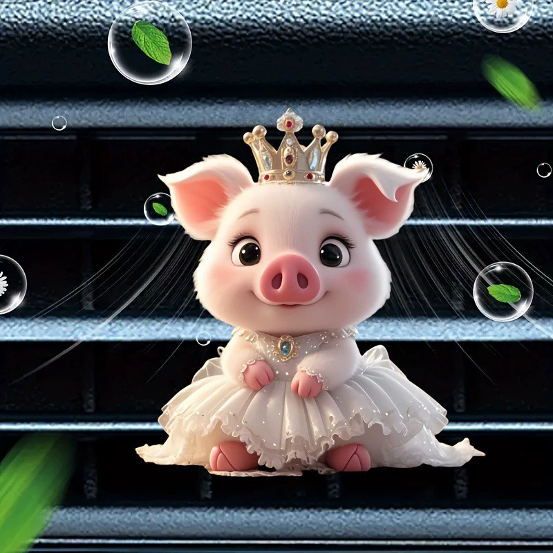 Кросс-граничная внешнеторговая акриловая ароматическая подвеска для автомобиля в виде милой свинки с ароматерапевтическими таблетками, популярный стиль интернет-знаменитостей, клипса для воздуховода.