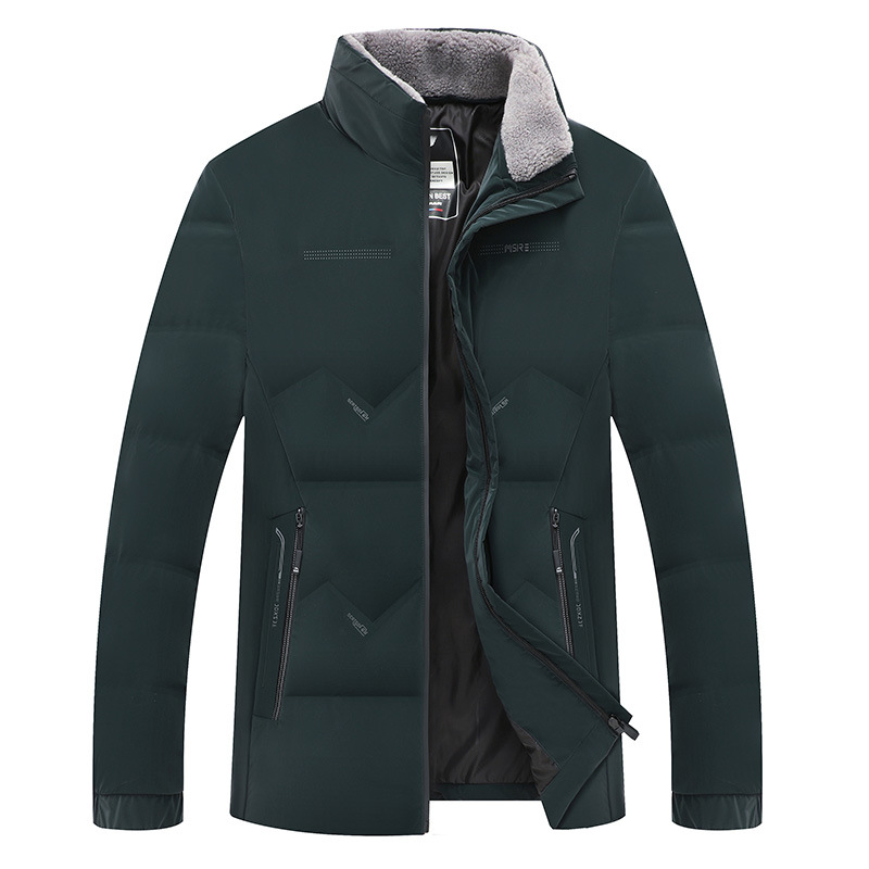Piumino autunnale e invernale Giacca in cotone normale da uomo Piumino in piumino d'anatra bianco con colletto in piedi ampio e alla moda_voghion.com