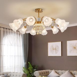 New Living Room Crystal Chandelier Light Luxury Simple Modern Master Bedroom Lamp American Retro Cream Style Restaurant Lamp Home