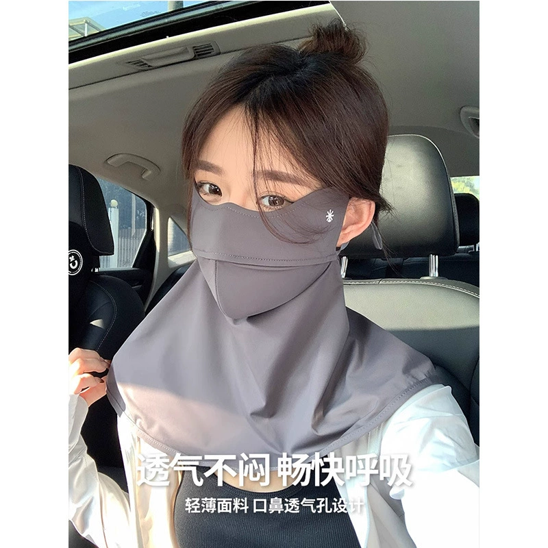 Silk summer breathable mask, sun protection, UF-protection, with neck protection