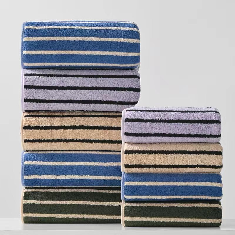 Cross-Border Narrow Coral Fleece Towel Bath Towel Manufacturer Wholesale Thickened Large Bath Towel Soft Absorbent Towel Set Face Towel