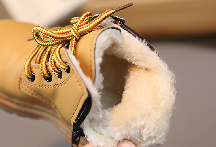 Winter New Children's Snow Boots with Plush and Warm Cotton Shoes for Boys, Yellow Boots for Girls, Martins Boots_voghion.com