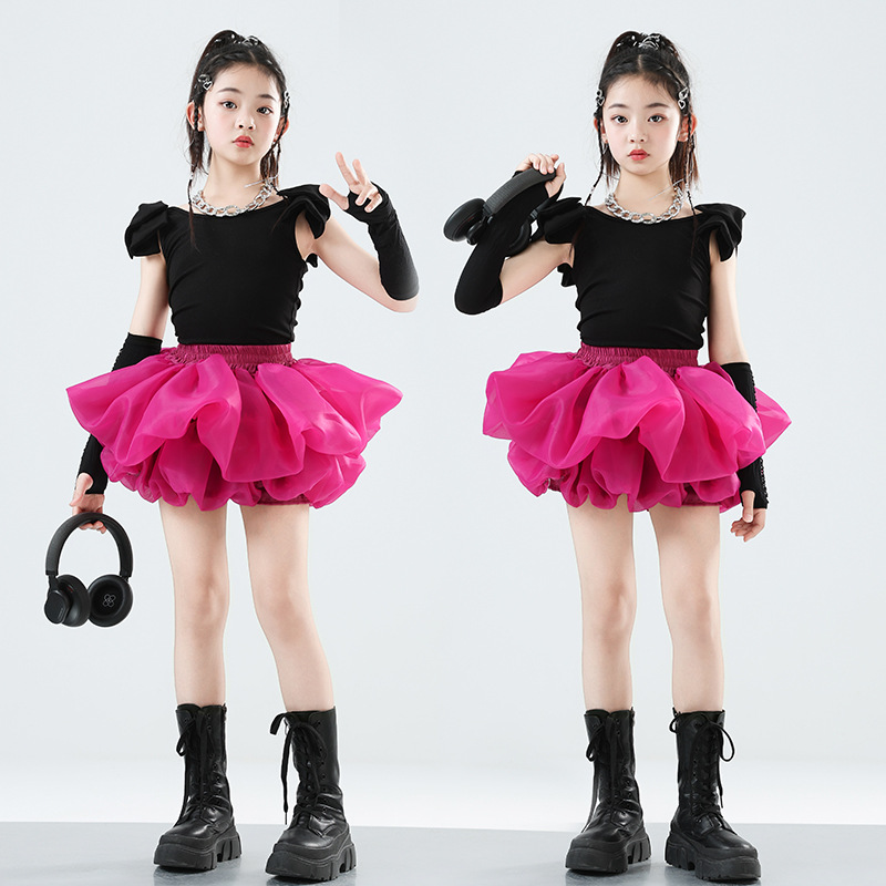 Children's Jazz Dance Girl's Bubble Dress Performance Clothes suit Children's Drama Dopamine Show Cheerleading Dance Clothes