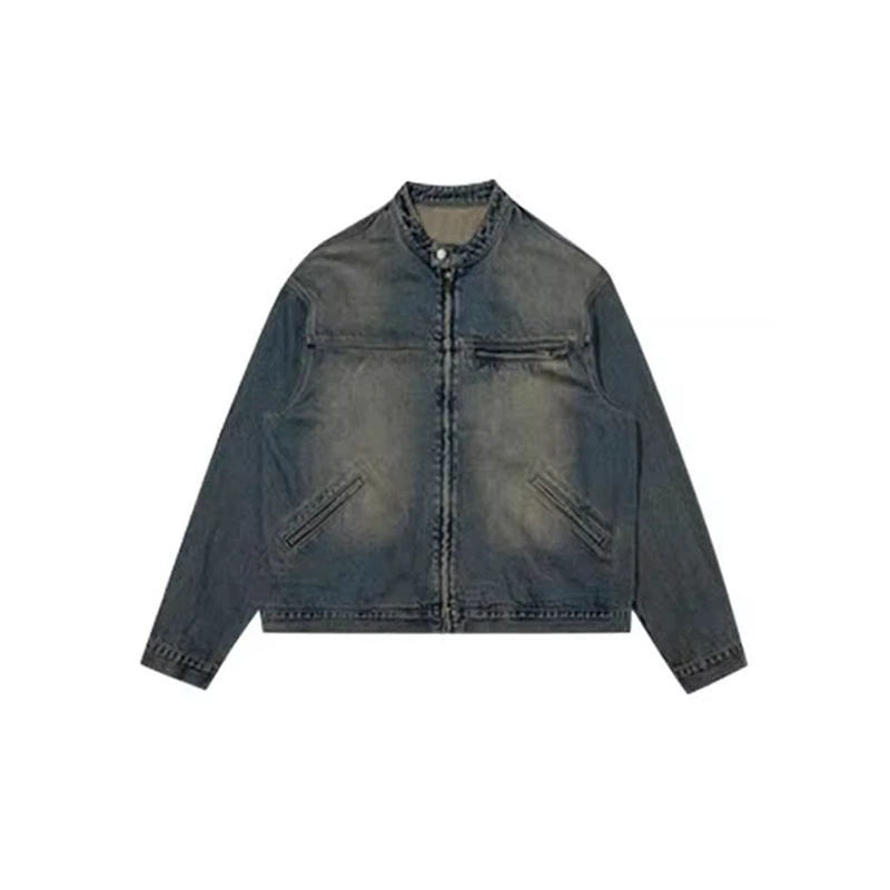 Spring retro denim trench coat, American style, plus size, oversize