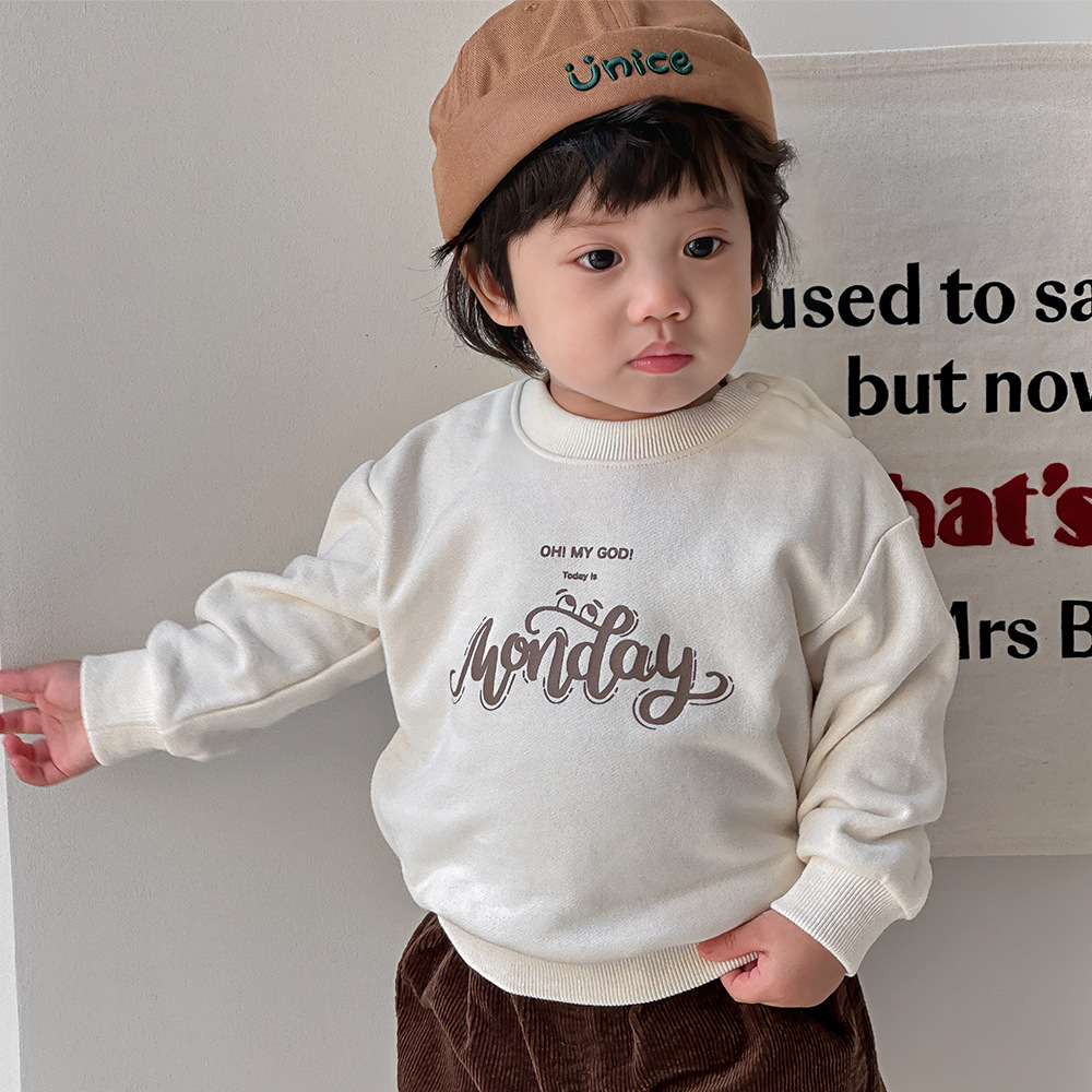 2024 otoño nuevos productos ropa para niños suéter con letras impresas para niños, suéter suelto para niños, chaqueta fresca de moda