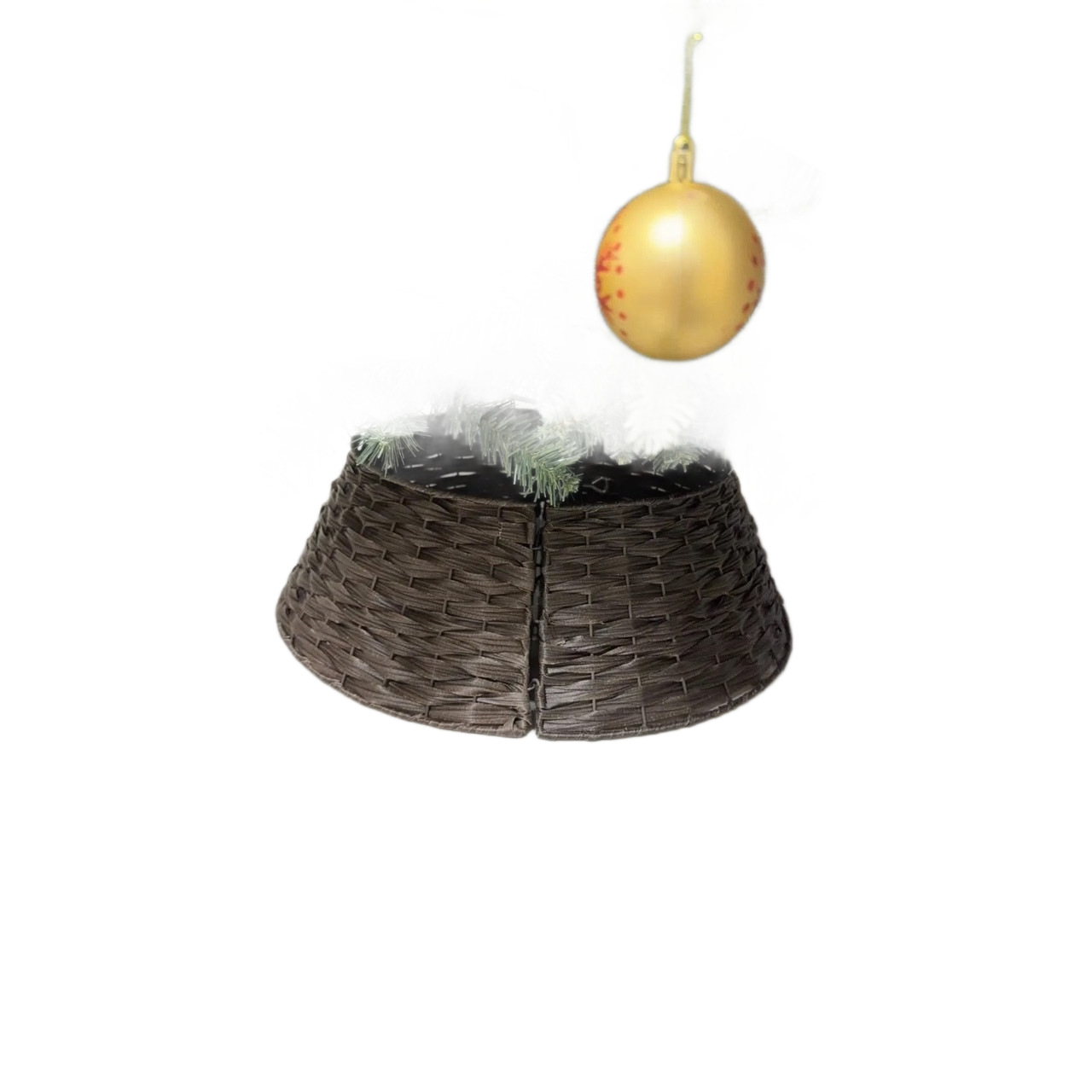 Árbol de Navidad bambú trenzado pie de árbol canasta falda marco redondo valla en árbol de Navidad retro nórdico decoración base