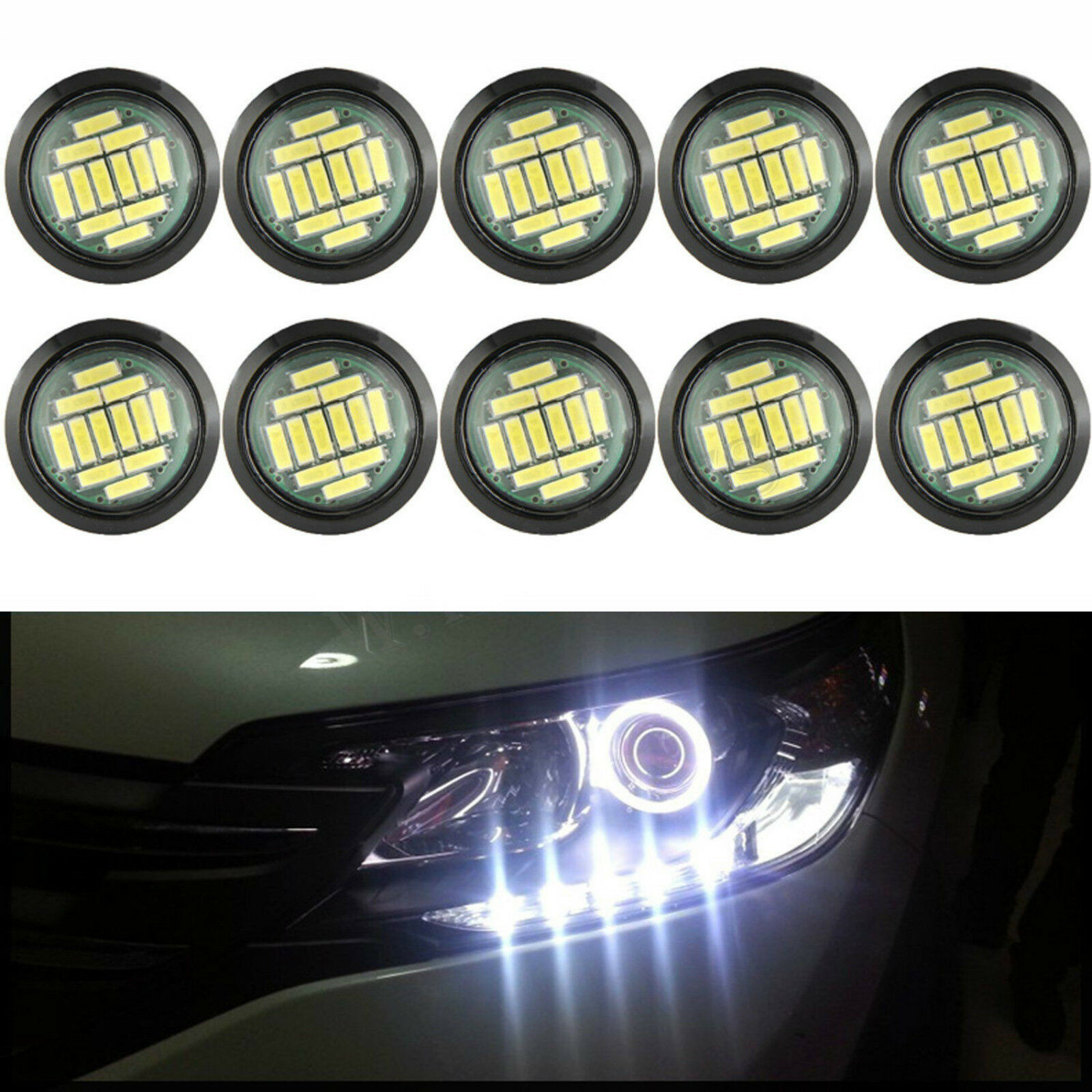 Automóvil LED día 23MM ojo de halcón 4014 12SMD luz diurna de alta potencia luz de marcha atrás luz de dirección transfronteriza