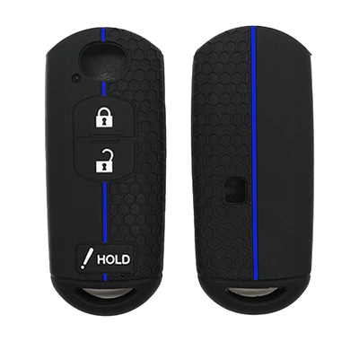 Silicone Key Cover, Static Rod/Key Bag - black-blue-line-3-buttons-with-holes-on-the-back