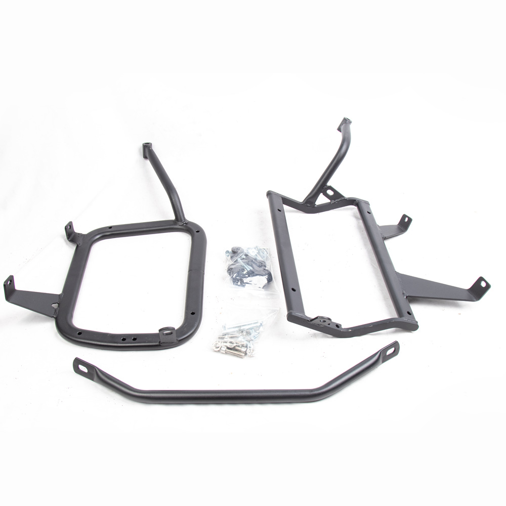 Aplicable a Qianjiang Cruz 650 marco lateral de escape motocicleta caja lateral soporte de acero al carbono caja lateral soporte de tubo de escape derecho