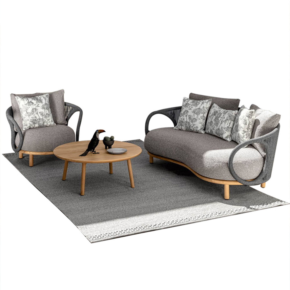 Sofá de ratán al aire libre Teak Garden Hotel Designer Ocio Lazy Bed Mesa de centro Balcón Muebles combinados