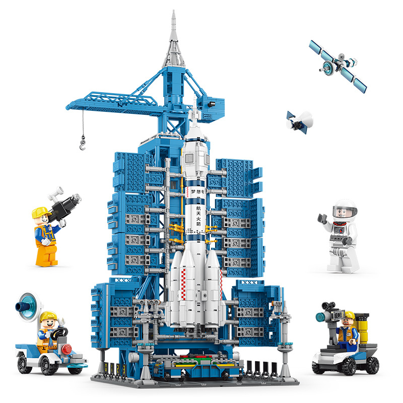 Compatible con Lele hermanos espacio bloques de construcción cohete nave espacial alta modelo Pequeñas partículas niños ensamblados juguetes adornos