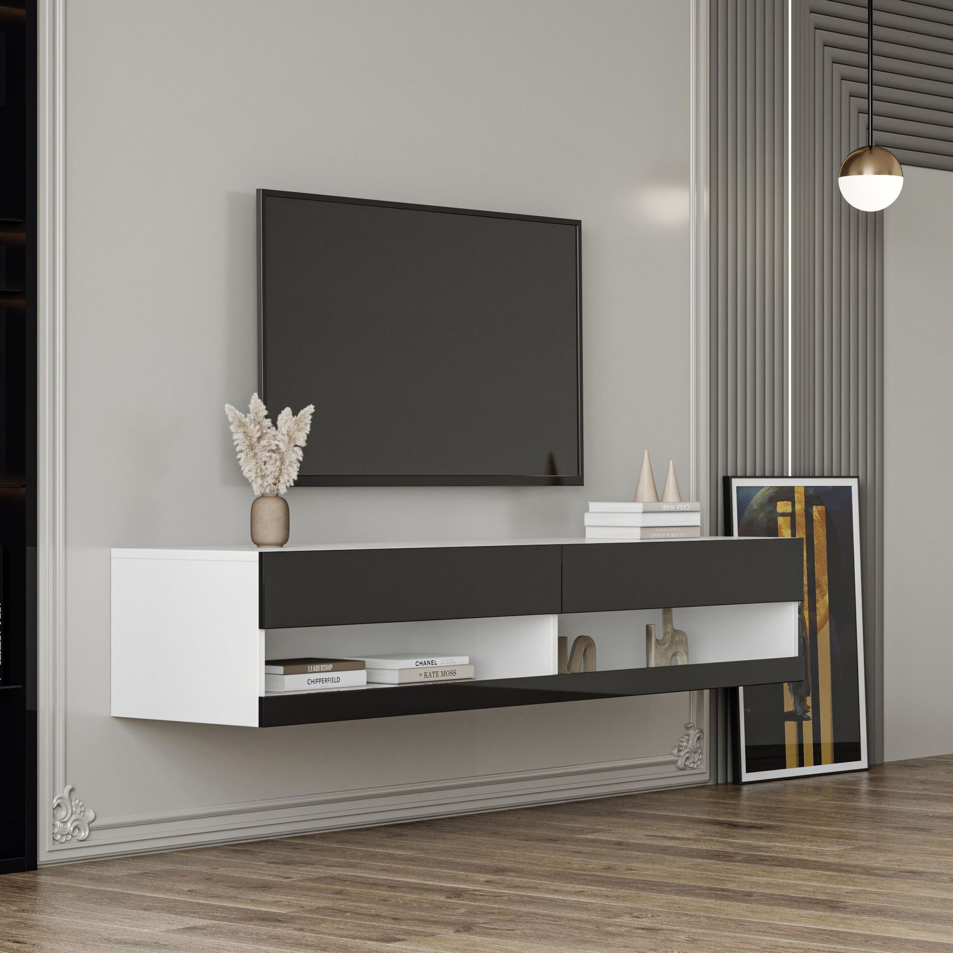 Moderno simple gabinete de TV luz gabinete de piso de lujo simple hermosa casa pequeño apartamento mesa de café combinación sala de estar colgante gabinete visual