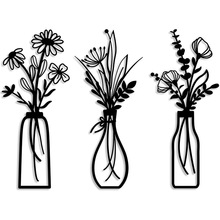 跨境亚马逊独立站猫咪金属墙饰抽象线条现代简约花草极简铁艺壁挂