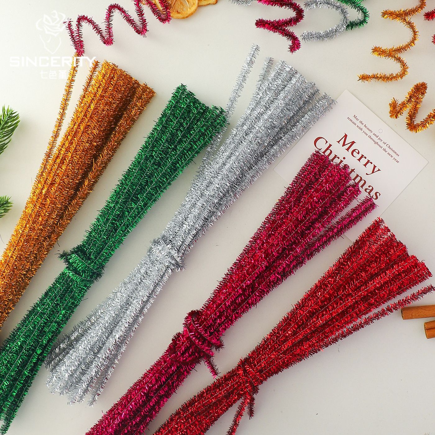 Navidad de siete colores cordier cebolla dorada twist stick diy hecha a mano accesorios de Navidad regalo embalaje de regalo