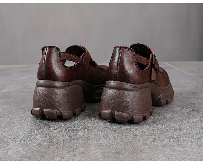 Sandal La Mã nữ da bò đế dày thoáng khí — màu nâu chi tiết 12