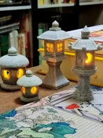 Каменная лампа, украшения, китайский миниатюрный павильон, модель песочного стола, древняя архитектура, микропейзаж, ландшафтный дизайн, маленькие украшения, бонсай, маленькая каменная лампа