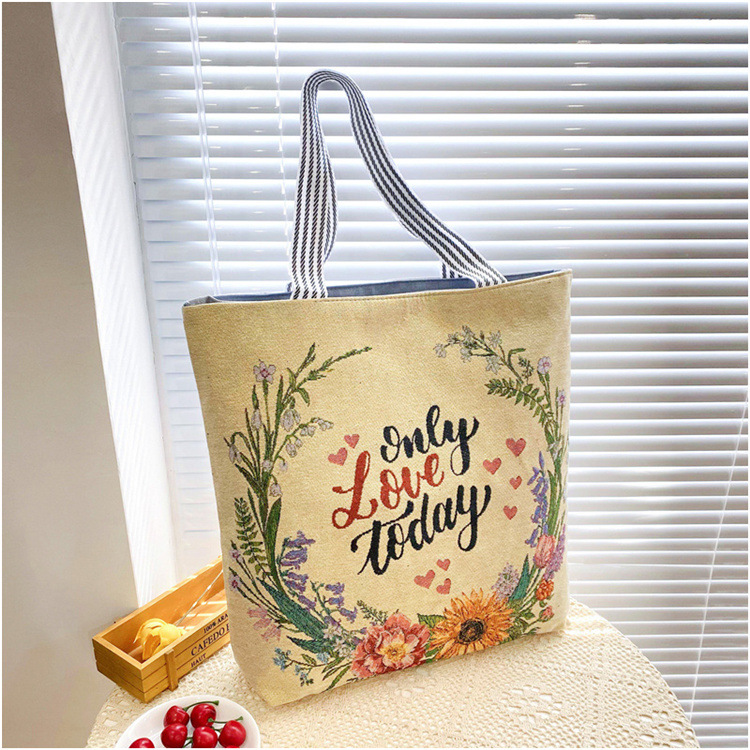 189g Weight Polyester Lining Material Zipper Closure Type Double Shoulder Straps Strap Type Tote Bag Bags Type Casual, Daily Occasion Linen Material Animal Pattern All Seasons Season Women's Gender Cute Style Square Shape Women's Linen Animal Cute Square Zipper Tote Bag 8