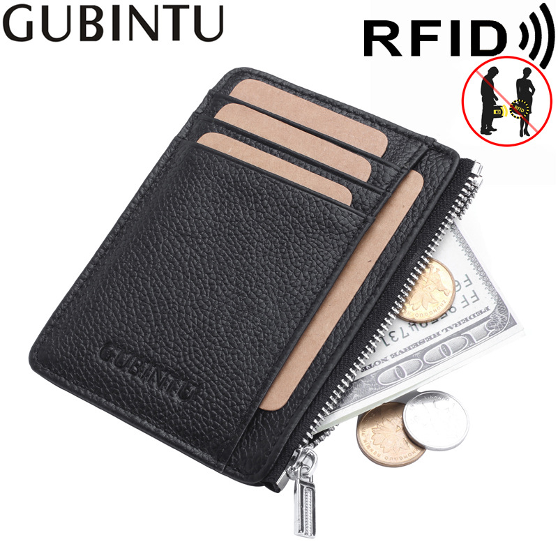 leather anti-magnetic universal card holder with zipper