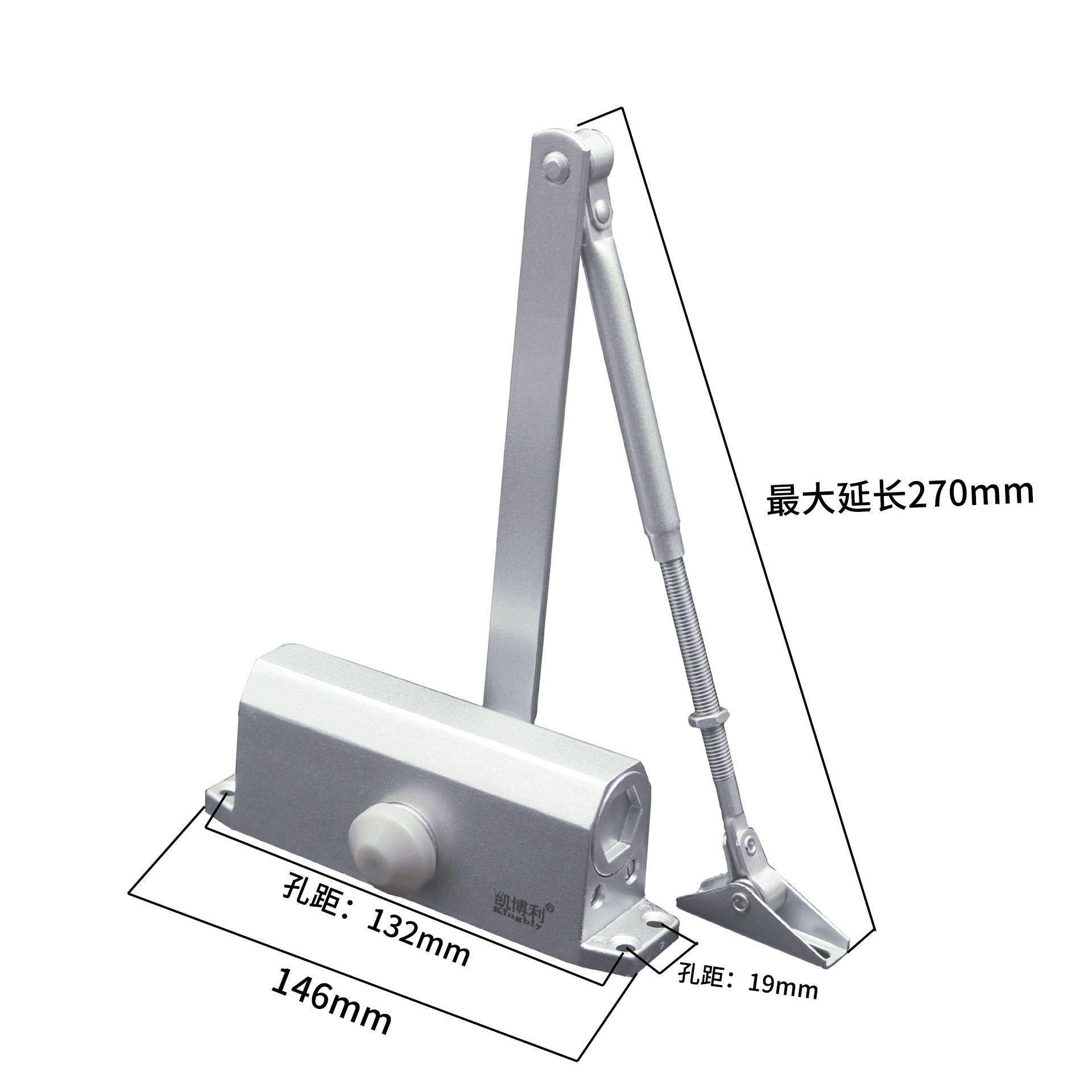 Cierrapuertas hidráulico automático Kaiboli - Para puertas cortafuegos, tamaño grande/mediano/pequeño (máquina cuadrada), con amortiguador y posicionador image 8