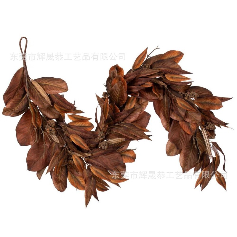 跨境72" Brown Magnolia Leaf Garland72 英寸棕色木兰叶花环|undefined