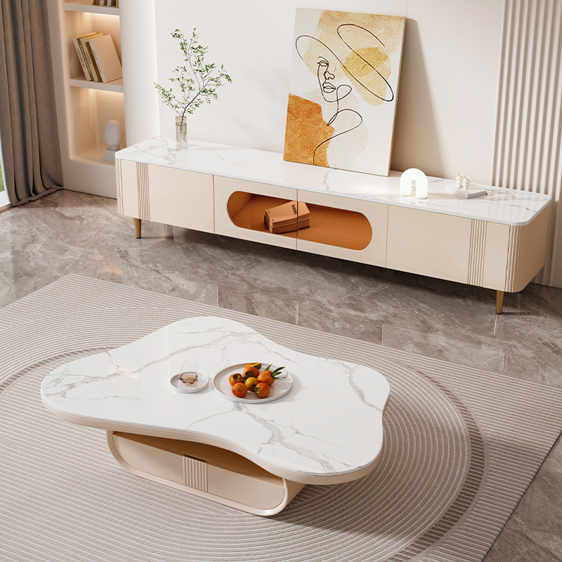 Luz estilo crema francés TV gabinete combinación nube mesa de café casa simple pequeño apartamento Estilo nórdico red muebles rojos