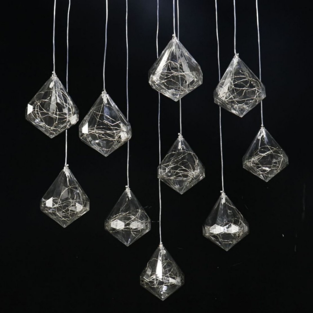 Lámpara de decoración de diez cabezas lámpara de diamante transparente boda centro comercial ventana de hotel colgar decoración lámpara led brillante iluminación
