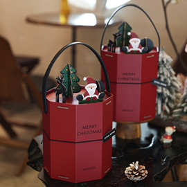 荐圣诞节礼盒包装空盒子抱抱桶八边形牛轧糖果雪花酥饼干新年